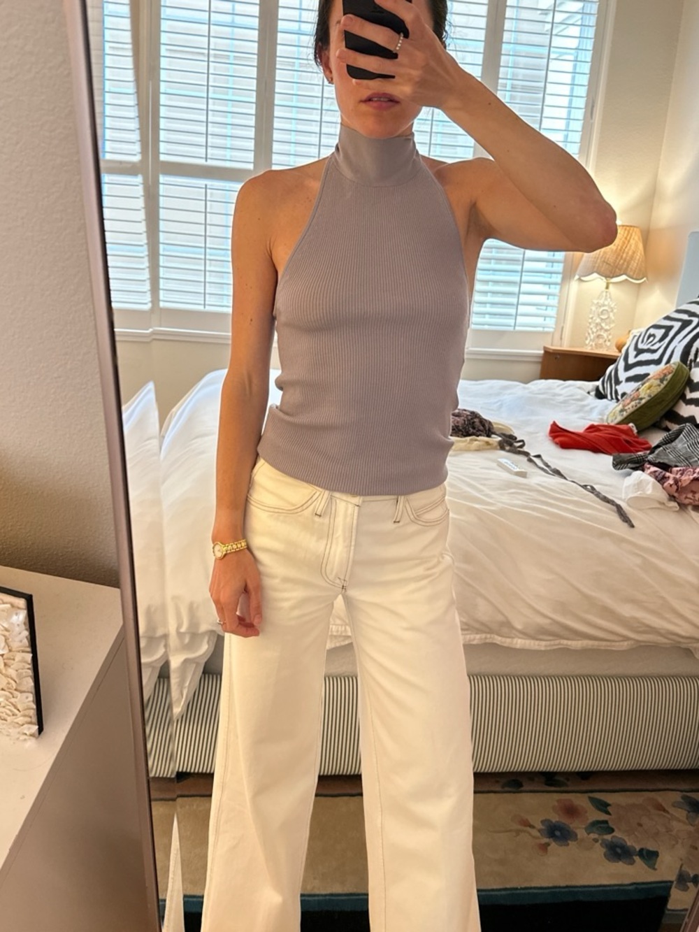A.L.C. Ribbed Knit Top in Taupe